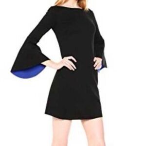 Bailey 44 Chic Long Electric Blue Bell Sleeve Black Dress Women’s Size Medium M